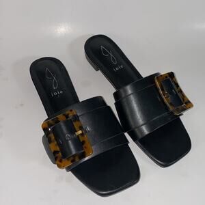 Joie Paige big buckle slip on flat sandals